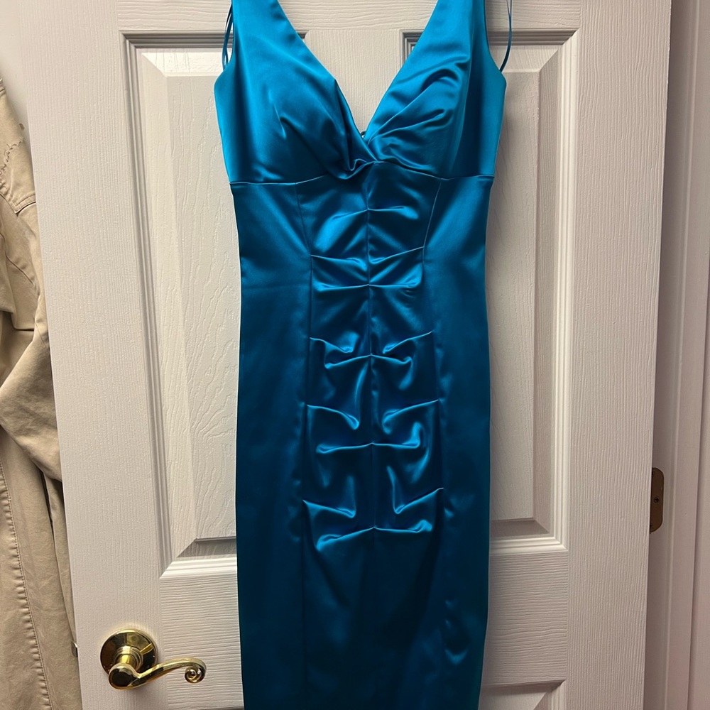 Cache Elegant Blue Satin Dress